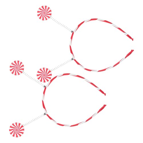 WRITWAA 2 Stück Zuckerstangen-Stirnband: Pfefferminz-Haarreif aus Acryl und Kopfbedeckung – Weihnachts-Fotoautomaten-Requisite für Kinder und Weihnachtsparty-Zubehör für Kinder und Strumpffüller von WRITWAA