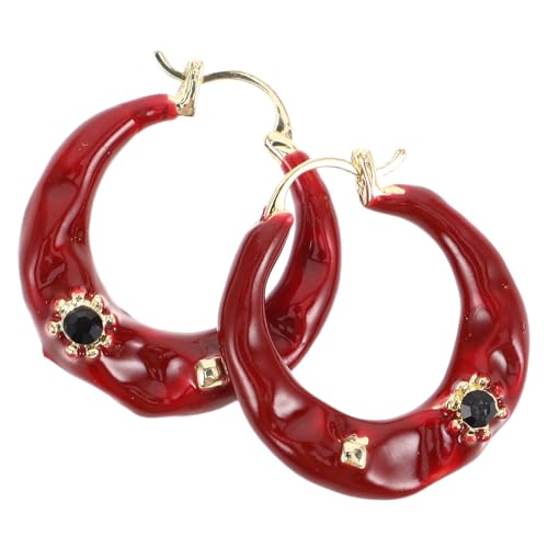 WRITWAA 2 rote Ohrringe: Retro-Creolen für Damen – Stilvoller Ohrschmuck aus Metall mit Vintage-Design – Leichte Creolen aus Legierung für Partys von WRITWAA