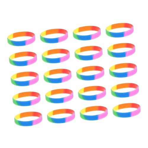 WRITWAA 20 Stück Teiliges Bunte Silikon Armbänder Stilvolle Regenbogen Wristbands Langlebig Glatt und Glänzend Modisch für Damen und Herren für Familie und Freunde von WRITWAA