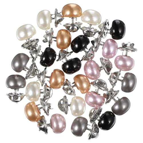 WRITWAA 25 Stück Teiliges Broschennadeln mit Sicherheitsverschluss Vielseitige Knöpfe für Blusen Pullover Jeans und Jacken Damen Broschen in Schwarz Hellrosa Perlmuttweiß Champagner und von WRITWAA