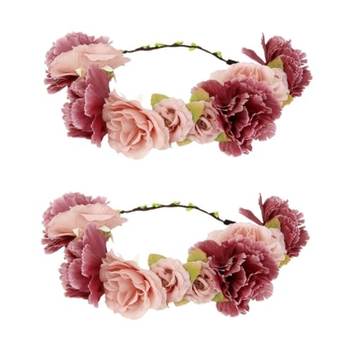 WRITWAA 2 Stücke Blumenkranz Stirnband Komfortable Haar Zubehör Mit Band Für Hochzeit Party Fotografie von WRITWAA