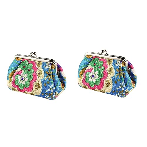 WRITWAA 2St Geldbörse mit Damen Geldbörse geblümte Geldbörse Geldbörsen mit Schnalle Wechselgeldbörse für Damen khimar Hijab stickerpappier Münzbeutel Geldbörse für Mädchen von WRITWAA