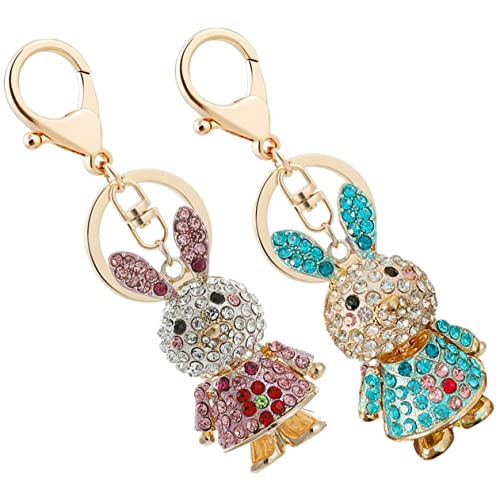 WRITWAA 2stücke Cartoon Kaninchen Schlüsselanhänger Süße Bunny Schlüsselringe Taschen Schlüssel Dekoration Für von WRITWAA