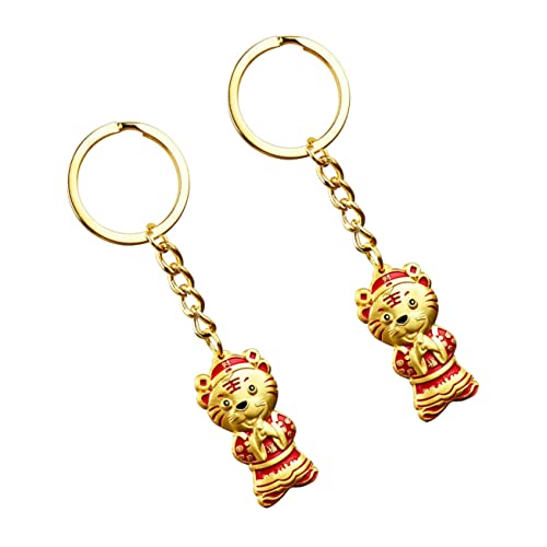 WRITWAA 2pcs Gold Tiger Keychain Dekorationen Vintage Schlüsselring Wohnkultur für Glück Reichtum von WRITWAA