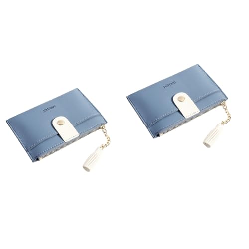 WRITWAA 2stücke Kleine Damen-geldbörse Mit Reißverschluss Modische Pu-Kosmetiktasche Blau Tragbar Und Leicht Für Bargeld Und Visitenkarten Perfektes Für Freunde Und Familie von WRITWAA