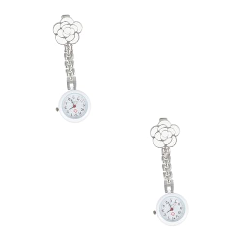 WRITWAA 2St Krankenschwester Brustuhr Ansteckbrosche für Krankenschwestern Damenuhr Krankenschwester Uhr Nurse Watch Digitaluhr studentische Taschenuhr Uhr mit Quarzwerk Legierung Weiß von WRITWAA