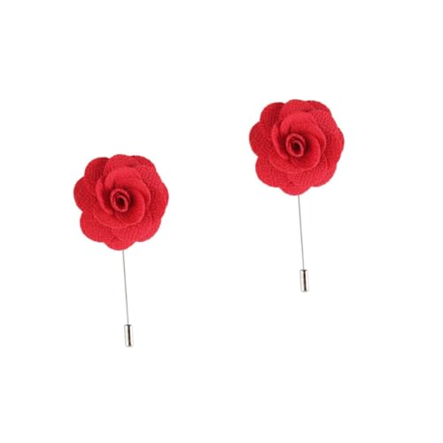 WRITWAA 2stücke Handgemachte Rote Herrenbrosche Boutonniere Für Anzug Lang Ansteckblume Oder Krawattennadel Für Hochzeiten Und Partys von WRITWAA