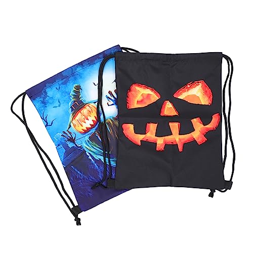 WRITWAA 2stücke Halloween Drawstring Rucksäcke wasserdichte Kürbis-Taschen Für Sport Und Freizeit Design Für Süßes Oder Saures Camping Und von WRITWAA
