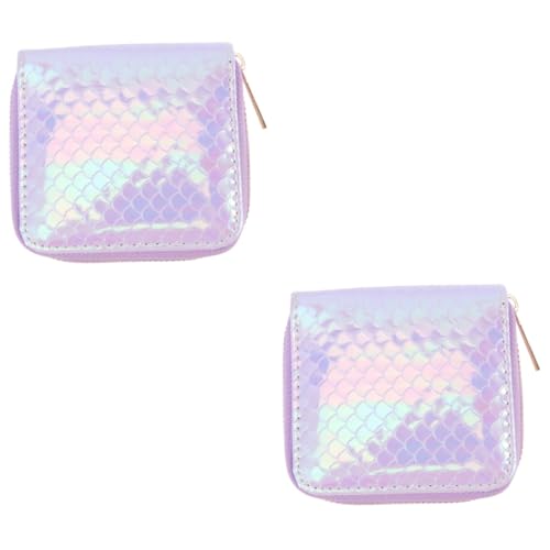 WRITWAA 2St Meerjungfrau Geldbörse holografische Clutch-Geldbörse Kinder Geldbörse Umhängetasche für Damen Makeup Tasche Kosmetiktasche sup zubehör Tasche Münzbeutel Geldbeutel Violett von WRITWAA