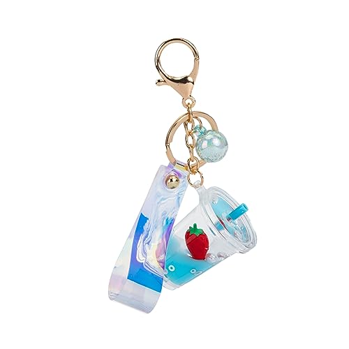 WRITWAA 2St Milchteetasse Schlüsselanhänger Bubble Tea-Ornament Taschenanhänger shöne bescherung für den Jahrestag Handtasche Geldbörse Damen Milchteebeutel-Anhänger Acryl Blue von WRITWAA