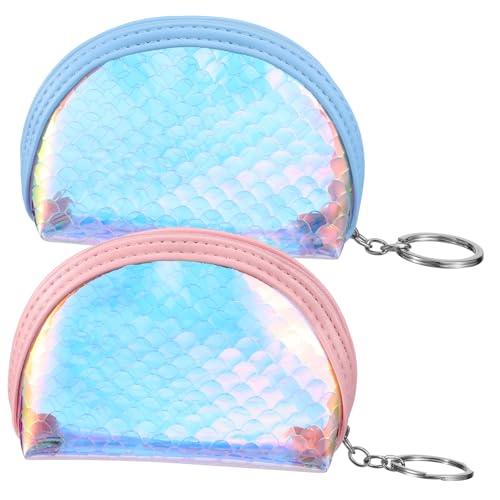 WRITWAA 2 Stücke Meerjungfrau Geldbörse Mädchen Kleiner Clutch Reißverschluss Kleine Geldbörse für Damen mit Münzfach von WRITWAA