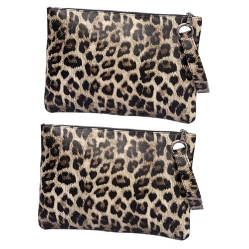 WRITWAA 2St Modehandtasche Kosmetiktasche Cosmetic Bag Mode handtaschen The Tote Bag for Women toiletries Bag Tasche mit Leopardenmuster Geldbörse Leopardenkornbeutel Coole Handtasche von WRITWAA