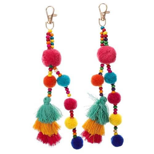 WRITWAA 2St Pelzknäuel Zubehör Charme Handtaschenanhänger Gold Plüsch Lesezeichen würfelunterlage einhelll Decor Bastelzubehör selber Machen Pom Pom hängende Dekoration Legierung Rosy von WRITWAA