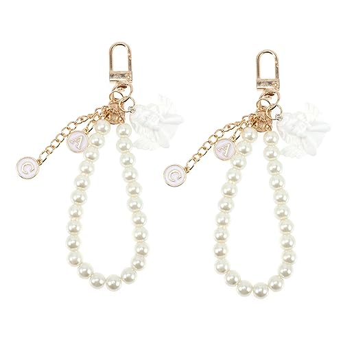 WRITWAA 2stücke Mädchen Perlen Schlüsselanhänger Taschen Hängendes Geldbörse Ornament Schlüssel Ring von WRITWAA