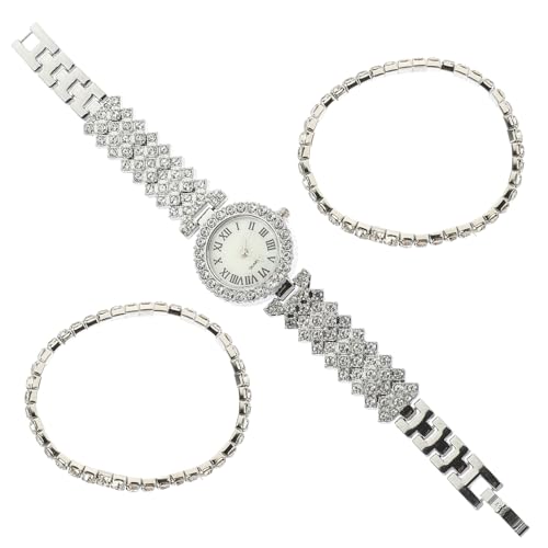 WRITWAA 2st Quarz-Armband Diamantuhr Armreifen Aus Sterlingsilber Diamantarmband Für Damen Edelstahluhr Frauengeschenk Armbanduhr Für Damen Mädchen Schmuck Rostfreier Stahl Einstellen Kind von WRITWAA