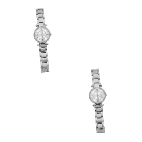 WRITWAA 2stücke Edelstahl Armbanduhr Für Damen Stilvolle Freizeit-Uhr Mit Elegantem Design Präziser Zeitmessung Für Jeden Anlass Langlebig Und Modisch Als Für Frauen von WRITWAA
