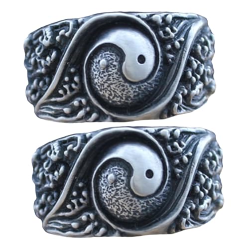 WRITWAA 2st Tai Chi Ring Herrenringe Ringe Für Männer Herren Ring Geschenk Herrenschmuck Männer Taoismus Ring Statement-ring Ring Für Männer Modering Fräulein Kupfer China Altes Silber von WRITWAA