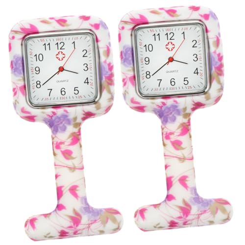 WRITWAA 2St Taschenuhr Ansteckuhr aus zweiter Hand Abzeichenuhr für Krankenschwestern Mädchen Digitaluhr Uhren Health Watch bescherung Weihnachten Mädchen sehen Studentenuhr Kieselgel Weiß von WRITWAA