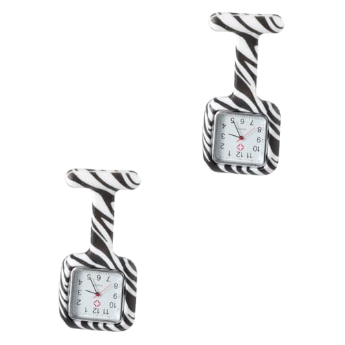 WRITWAA 2St Taschenuhr Uhr im Jungen Stil Kleideruhr Mädchen Uhren Stethoskop Uhr Sportuhr würfelunterlage LEDs Leuchtmittel die Details Decor Uhr mit Zebramuster Mädchen sehen Kieselgel von WRITWAA