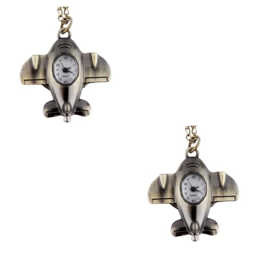 WRITWAA 2St Taschenuhr mit Kette Flugzeug zubehör Flugzeug schlüsselanhänger Flugzeug Halskette mit Taschenuhr Modellflugzeuge Vintage-Uhren für Herren Taschenuhrkette kreative Taschenuhr von WRITWAA