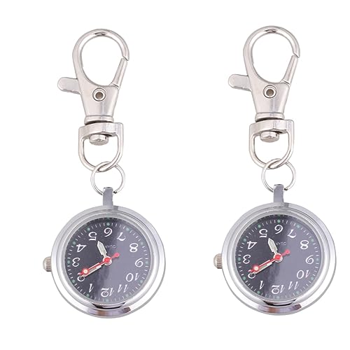 WRITWAA 2stücke Schlüsselanhänger Taschenuhr Quarz Uhr Mit Großem Ziffernblatt Für Männer Frauen Und Junge Mädchen Zeiger Tragbares Design Für Schwarz von WRITWAA