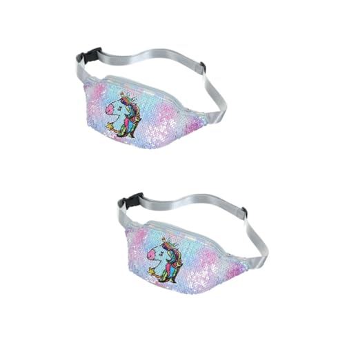 WRITWAA 2stücke Glitzernde Einhorn Gürteltasche Verstellbare Pailletten Umhängetasche Für Mädchen Modische Pu Schultertasche Für Schule Freizeit Shopping Und Partys von WRITWAA