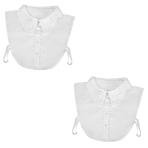WRITWAA 2stücke Damen Bluse Mit Abnehmbarem Kragen Aus Spitze Elegante Weiße Halblangarm-hemdbluse Für Lässige Anlässe Vielseitig Kombinierbar Mit Kleidern Shirts von WRITWAA