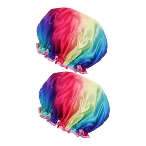 WRITWAA 2stücke Duschhaube Verstellbar Mit Gummiband Für Mädchen Damen Und Langes Haar Haarabdeckung Waschbar Wiederverwendbar Zum Baden Schwimmbad Strand von WRITWAA