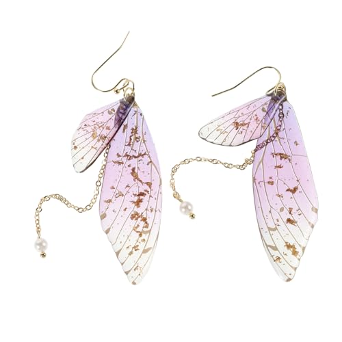 WRITWAA 2stücke Schmetterlings-ohrhänger Mit Gefälschten Perlenflügeln Fee-insekten-ohrringe Schmuck-accessoires Für Hochzeit Frühling Dekorative Party-ohrringe Baumelnd von WRITWAA