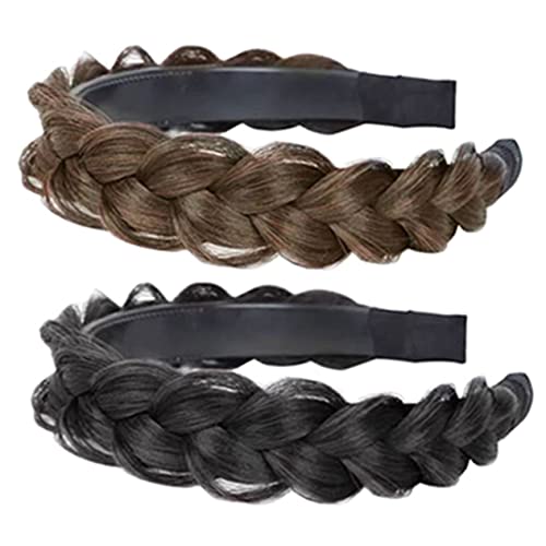 WRITWAA 2Stücke Geflochtenes Stirnband Aus Synthetischem Haar Für Damen Haaraccessoire Und Leicht Bequem Partys von WRITWAA