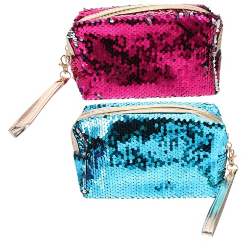 WRITWAA 2stücke Herzform Glitzer-geldbörsen Make-up-Tasche Wasserdichtes Münzfach Kleine Geldbeutel Für Mädchen Und Frauen Leicht Tragbar Reißverschluss-Organizer Für Kleingeld Und von WRITWAA