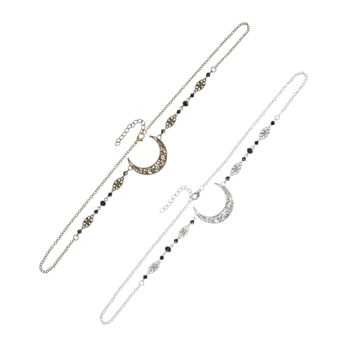 WRITWAA 2stücke Kopf Kette Mit Mond Muster Für Damen Hochzeit Kleid Schmuck Kopf Decor Zarte Kopfschmuck Für Braut Und Frauen von WRITWAA