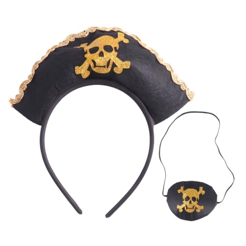 WRITWAA 2er Set Halloween Piraten Haarschmuck Mit Augenklappe Und Goldenem Spitzen Design Für Kostümpartys Und Cosplay Ideal Für Karneval Und Fasching von WRITWAA