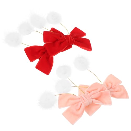 WRITWAA 2paare Schleifen Haarspangen Für Mädchen Kleine Pelzige Ball-clips Haarschmuck Für Kleinkinder Weihnachtshaarschleifen Süße Haar-accessoires Vielseitig Einsetzbar Für von WRITWAA