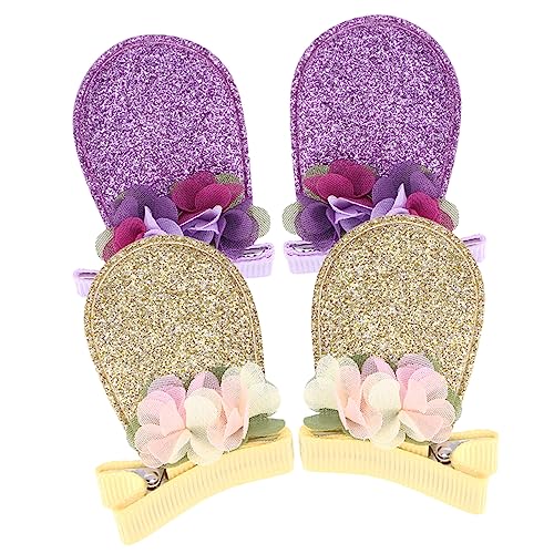 WRITWAA 2paare Tierohren Haarklammern Für Kleinkinder Rabbit Ear Haarspangen Cartoon Haarnadeln Mit Bunten Farben Für Mädchen Für Feste Und Alltägliche Anlässe von WRITWAA
