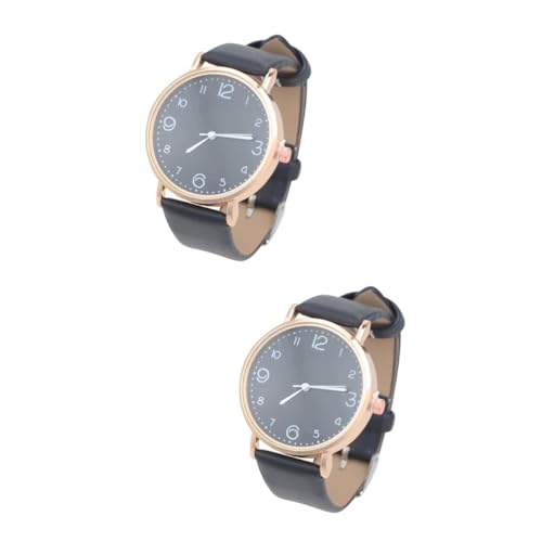 WRITWAA 2stücke Damen Quartz Armbanduhr Mit Pu Lederarmband Modische Analoge Uhr Für Frauen Für Freizeit Party Und Besondere Anlässe Schwarz von WRITWAA