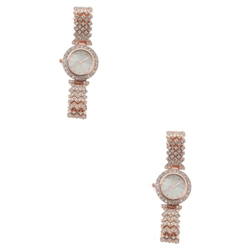 WRITWAA 2st Diamant-damenuhr Weiblich Bling Uhr Damen Armbanduhr Reloj Automatico para Mujer Damenblusen Digitale Armbanduhr Elegante -Tops Für Damen Damenuhren Rose Gold Legierung von WRITWAA