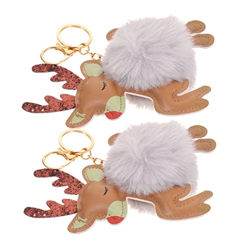 WRITWAA 2stücke Imitationsfell Schlüsselanhänger Elch Schlüsselringe Flauschige Schlüsselanhänger Für Taschen Und Dekorative von WRITWAA