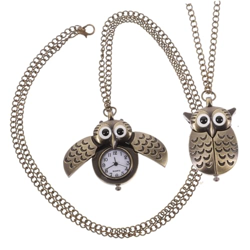 WRITWAA Retro Eulen Taschenuhr 2 Stück Quarz Uhr Aus Legierung Vintage Design Für Männer Und Frauen Modischer Taschenuhr Anhänger Antike Uhr Mit Kette von WRITWAA