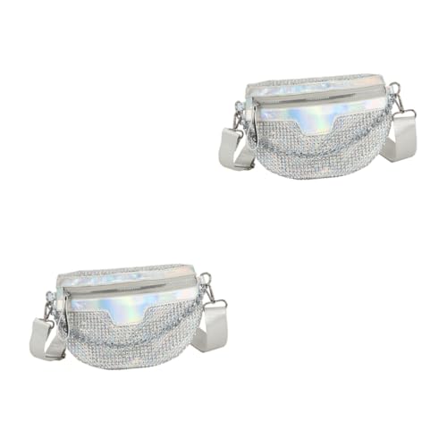 WRITWAA 2stücke Stylische Glitzer Bauchtasche Damen Elegante Umhängetasche Für Reisen Shopping Freizeit Glänzende Metallic Gürteltasche Aus Strapazierfähigem Material Für Festivals von WRITWAA