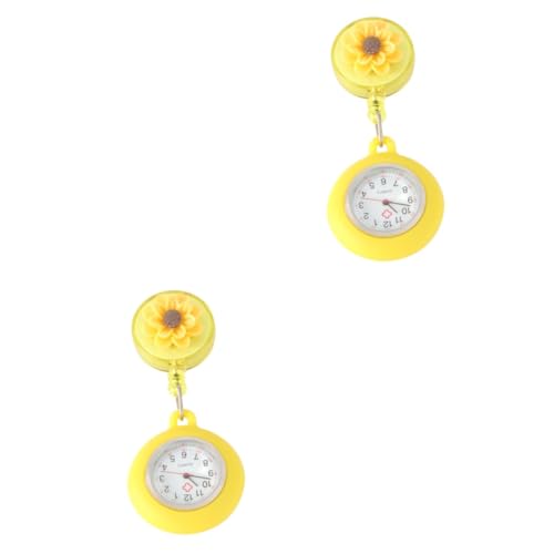 WRITWAA Uhr Mit Clip 2st Krankenschwester Uhr Uhren Mann Beobachten Krankenschwesteruhr Brosche Damenuhr Digitale Taschenuhr Schlüsselanhänger Ansehen Taschenuhr Abzeichen Zubehör Yellow von WRITWAA