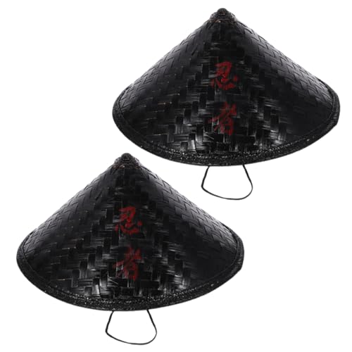 WRITWAA 2st Ninja-hut Verrückter Hut Lustiger Hut Kegelhut Kappe Filzhut -hut Das Sind Hüte Piratenhut Traditioneller Sonnenhut Performance-hut Gewebte Hüte Fischerhut Black Bambus von WRITWAA