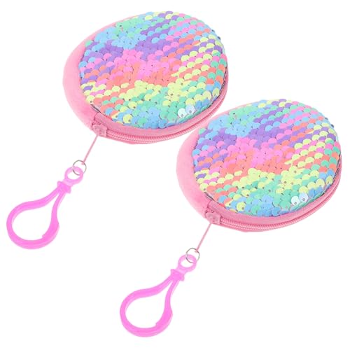 WRITWAA 2stücke Damen Geldbörse Rund Glitzer Münzgeldbörse Portemonnaie Für Frauen Stylische Clutch Für Besondere Anlässe Und Nächtliche Ausflüge Pastellfarben Kompakt Und Leicht von WRITWAA