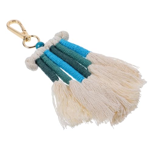 WRITWAA 2st Schlüsselanhänger Boho-Auto- Rucksack Hängende Verzierung Handgefertigter Autoschlüsselring Handgewebter Anhänger Schlüsselbund Gewebte Handtasche Blue Baumwollseil von WRITWAA