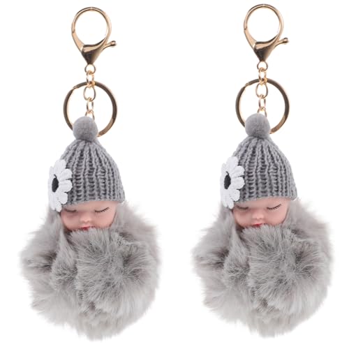 WRITWAA 2 Stück Flauschiger Schlüsselanhänger Mit Weichem Pompom- Für Dekorative Taschenanhänger Im Cartoon-Stil Aus Plüsch von WRITWAA