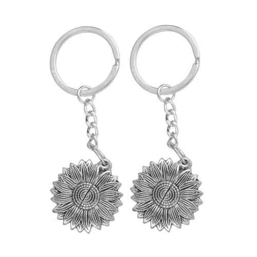 WRITWAA 2stücke Sonnenblume Schlüsselanhänger Mit Doppelten Schichten Schlüsselring Für Taschen Für Freunde Und Familie Silber WRITWAA 2stücke Sonnenblume Schlüsselanhänger Mit Doppelten Schichten Schlüsselring Für Taschen Für Freunde Und Familie Silber von WRITWAA