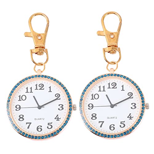 WRITWAA 2stücke Strass Taschenuhr Schlüsselanhänger Für Krankenschwestern Damen Und Herren Tragbare Clip Uhr Für Kinder Geschenkidee Präzise Zeitmessung Stylish Und Funktional von WRITWAA