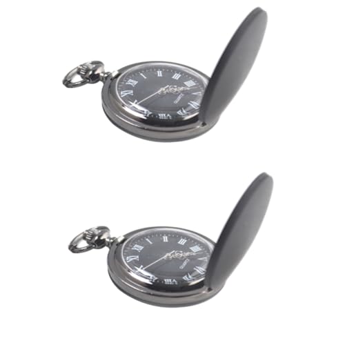 WRITWAA 2stücke Schwarze Frosted Taschenuhr Für Herren Und Damen Leichte Quartz-Uhr Mit Kette Für Präzise Zeitmessung Für Zu Feiertagen von WRITWAA