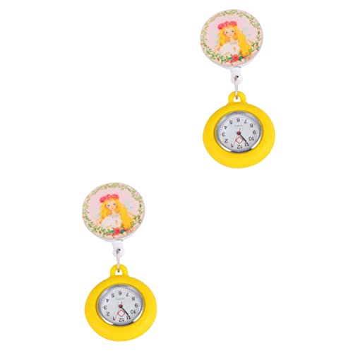 WRITWAA 2st Tragbare Schwesternuhr Uhren Digital Anschauen Süßer Klipp Uhr Mit Sekundenzeiger Taschenuhr Tierarzttasche Krankenschwestern Beobachten Frauen Revers Uhr Hca Dame Yellow von WRITWAA
