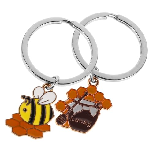 WRITWAA 2stücke Schlüsselanhänger Mit Bienen-Design Aus Waben-Material Cartoon-Bienen-anhänger Für Handtaschen Und Autoschlüssel Süße Als Dekoration Für Rucksäcke Und Taschen von WRITWAA